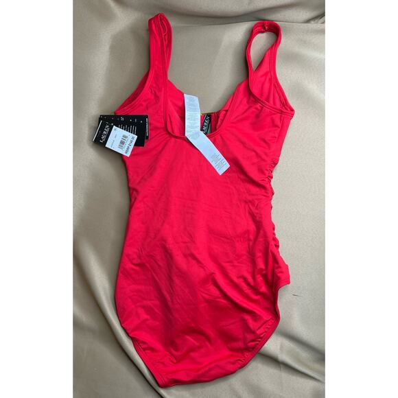 Lauren Ralph Lauren Red Beach Club Solids Ring One Piece Swimsuit 4 NWT - Picture 7 of 7